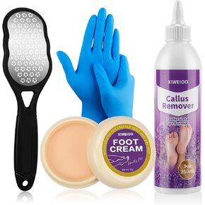 Callus Remover Gel Kit Professional exfoliating Gel Foot Cream an exfoliating Brush File Tools Extra Strength Gel, Home Pedicure Foot Spa Cracked & Dead Dry Skin Supplies