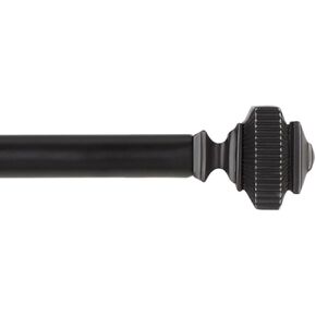 Exclusive Home Rockwell 1" Window Curtain Rod and Finial Set, Adjustable 66"-120", Matte Black in Kuwait