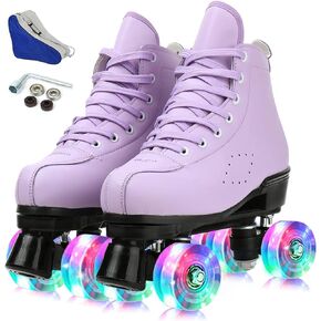 YYW Roller Skates for Women Girls Classic Double-Row Roller Skates High-top PU Leather Roller Skate Shoes Indoor Outdoor Roller Skates