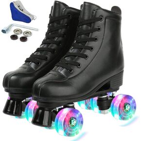 Unisex Roller Skates PU Leather High-top Roller Skates Four-Wheel Roller Skates Shiny Roller Skates with Carry Bag for Boys and Girls in Saudi Arabia