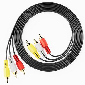 كابلات RCA، كابل 3RCA صوت وفيديو 24 قيراط مطلي بالذهب لتوصيل مكونات الصوت والفيديو AV ذكر إلى كابل ذكر للمسرح المنزلي والتلفزيون وأنظمة الاستريو - 5 أقدام