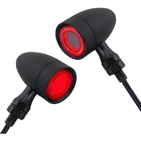 FATECIM 2X Motorcycle 40 LED Bullet Tail Lights Amber Turn Signals Running Brake Stop Lights Motorbike Taillights Rear Blinkers Indicators for Bobber Harley Honda Yamaha Suzuki Kawasaki Chopper Black