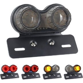 NTHREEAUTO LED Motorcycle Tail Light Integrated Brake Turn Signals License Plate Lights Universal Rear Taillight Compatible with Honda Kawasaki Yamaha Suzuki Bobber Cruiser Chopper Cafe Racer