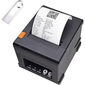 Thermal Square Receipt Printer for Small Business,DoorDash pos Printer,Kitchen Printer,Auto Cutter Ticket Bill Thermal Printer,Support Cash Drawer,USB +LAN/Ethernet Interface