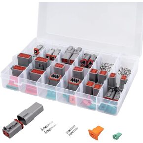 228 PCS Deutsch DT Connector Kit, 2, 3, 4, 6, 8, 12 Pin Gray Connector Assemblies, Weatherpack Connector Kit 14-18 AWG DT Series Automotive Electrical Connectors for Cars, Trucks, Buses, Motorcycles
