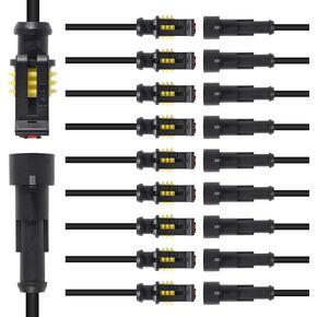 AITRIP 10 Kit 1 Pin Connector,Way Car Waterproof Electrical Connector,1 pin Plug Auto Electrical Wire Connectors with Wire 16 AWG Marine for Car, Truck, Boat, and Other Wire Connections
