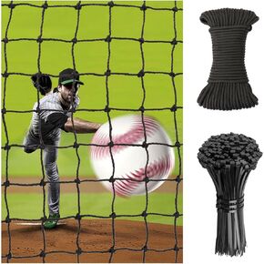 Baseball Softball Backstop Nets，Sports Netting Barrier with 33ft Hanging Kit,Heavy Duty Sports Net, 11 Sizes Nets for Baseball Basketball Soccer Lacrosse Hockey