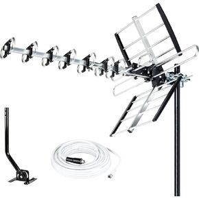 Five Star HDTV Antenna 2024 Newest Version VHF/UHF 4K 200 Miles Range with Antenna Splitter Support 4 Tvs & 40ft RG6 Cable, ATSC 3.0 Ready, Mounting Hardware Included