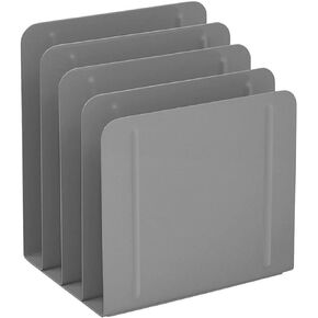 Acrimet Desk Metal File Sorter Organizer, 4 Sections, Office and Home File Management Solution (Silver Color)