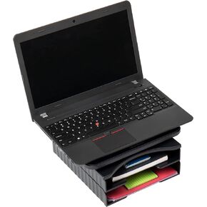 Mind Reader FILSWIV2 Top File 2 Tier, Folder Sorter, 360 Swivel Document Holder, Paper Organization for Office, Home, Classroom, Black