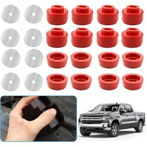 Body and Cab Mount Bushing Kit for 1999-2014 Chevy Silverado & Sierra 1500/2500 2WD/4WD Polyurethane Body Cab Mounts Replace 7-141, Black
