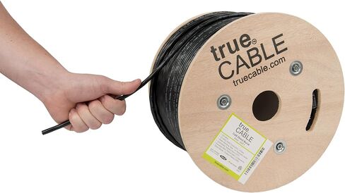 TRUE CABLE Cat6 Direct Burial Bulk Ethernet Cable, Shielded F/UTP, 1000ft, Black, 23AWG Solid Bare Copper, Heavy Duty Outdoor OSP Jacket, Waterproof, UV Resistant, 550MHz, PoE++ 100W (4PPoE) in Kuwait