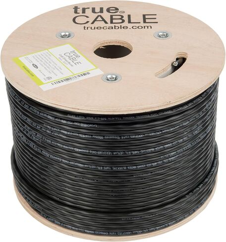 TRUE CABLE Cat6 Direct Burial Bulk Ethernet Cable, Shielded F/UTP, 1000ft, Black, 23AWG Solid Bare Copper, Heavy Duty Outdoor OSP Jacket, Waterproof, UV Resistant, 550MHz, PoE++ 100W (4PPoE) in Kuwait