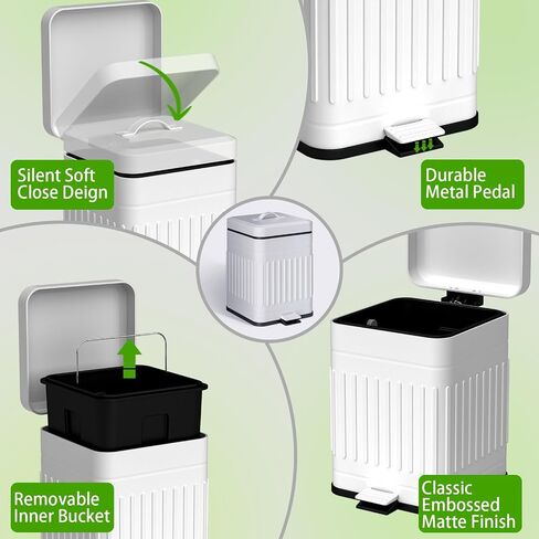 CEROELDA Small Trash Can with Lid-1.3 Gal-Dog Poop Trash Can Outside-Black in Kuwait