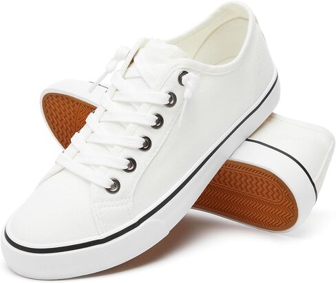 Women Canvas Sneaker Slip On Non Slip Casual Shoes Lace Up Canvas Low Top White Shoes Loafers for Women Fashion Black Sneaker in Saudi Arabia