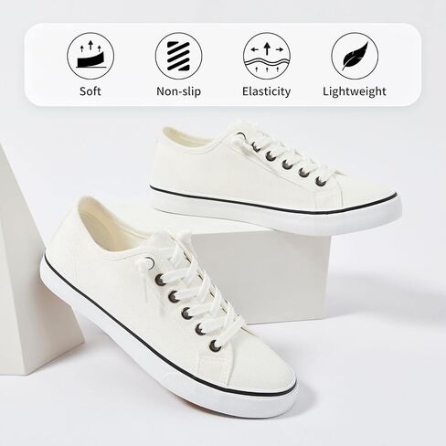 Women Canvas Sneaker Slip On Non Slip Casual Shoes Lace Up Canvas Low Top White Shoes Loafers for Women Fashion Black Sneaker in Saudi Arabia