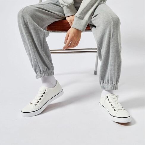 Women Canvas Sneaker Slip On Non Slip Casual Shoes Lace Up Canvas Low Top White Shoes Loafers for Women Fashion Black Sneaker in Saudi Arabia