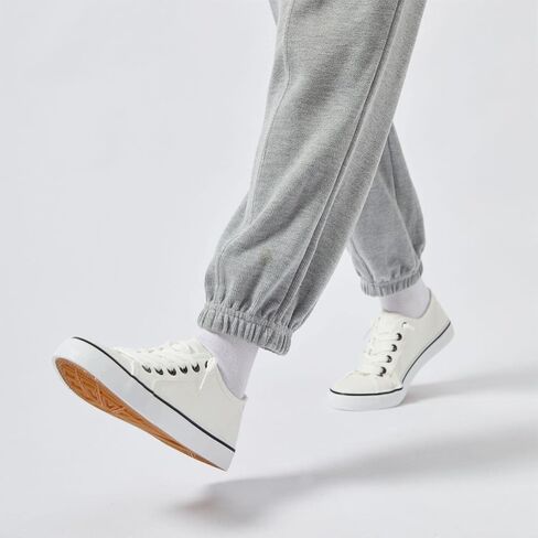 Women Canvas Sneaker Slip On Non Slip Casual Shoes Lace Up Canvas Low Top White Shoes Loafers for Women Fashion Black Sneaker in Saudi Arabia
