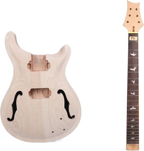 Unfinished guitar body and neck Kit Semi Hollow Mahogany body with Maple Cap for DIY 22 Fret Mahogany neck in Saudi Arabia