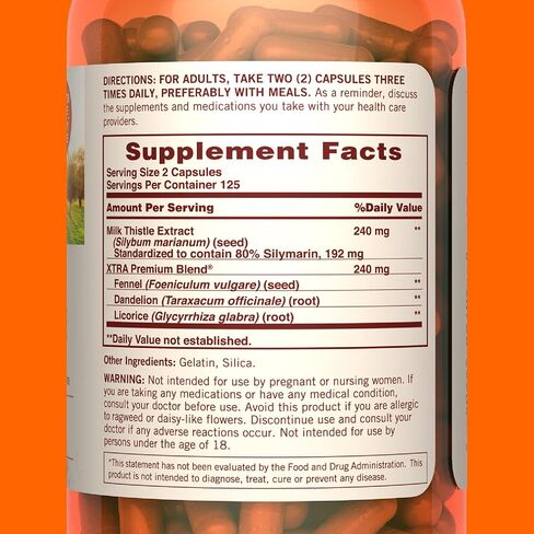 Sundown Standardized Milk Thistle 240 مجم، بالإضافة إلى الشمر والهندباء وعرق السوس، يدعم صحة الكبد، 250 كبسولة in Kuwait