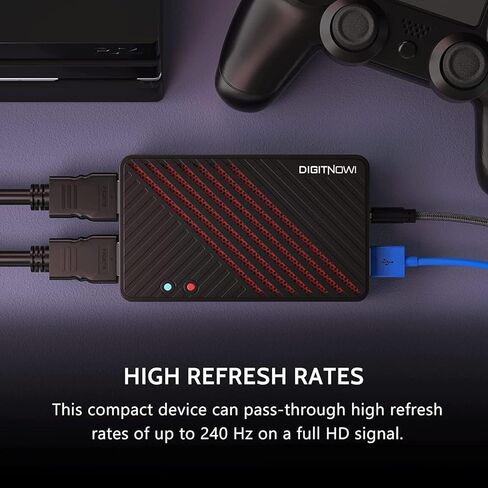 بطاقة التقاط فيديو 4K، HDMI إلى USB3.0 Live Gamer Capture Card Full HD 1080P 60 إطارًا في الثانية، زمن وصول منخفض للغاية للبث والتسجيل، تعمل مع Nintendo Switch، PS5، PS4، Xbox One، PC in Kuwait