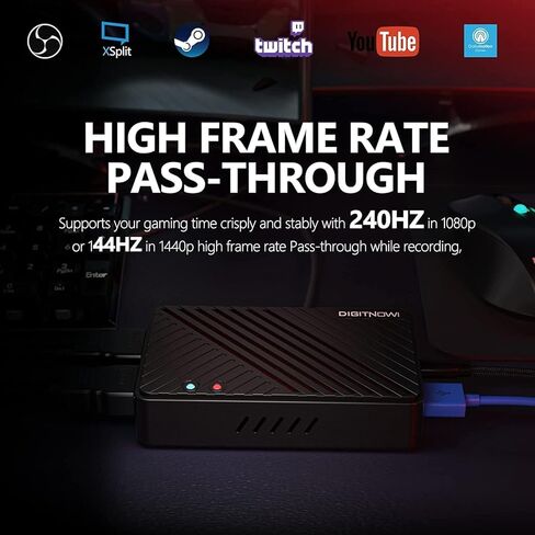 بطاقة التقاط فيديو 4K، HDMI إلى USB3.0 Live Gamer Capture Card Full HD 1080P 60 إطارًا في الثانية، زمن وصول منخفض للغاية للبث والتسجيل، تعمل مع Nintendo Switch، PS5، PS4، Xbox One، PC in Kuwait