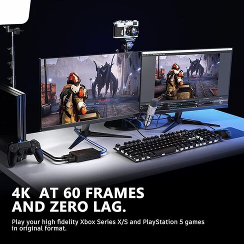 بطاقة التقاط فيديو 4K، HDMI إلى USB3.0 Live Gamer Capture Card Full HD 1080P 60 إطارًا في الثانية، زمن وصول منخفض للغاية للبث والتسجيل، تعمل مع Nintendo Switch، PS5، PS4، Xbox One، PC in Kuwait