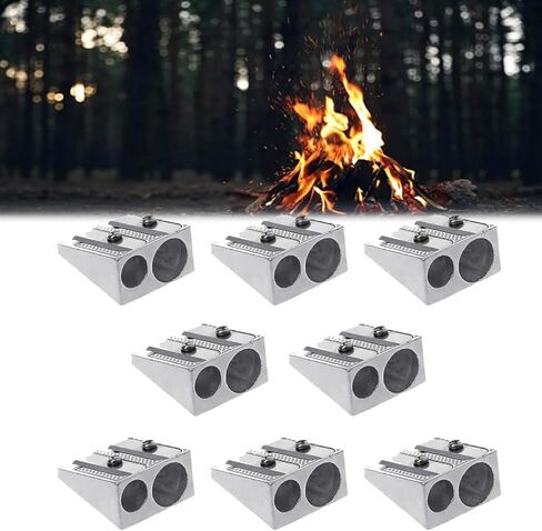 8pcs Magnesium Pencil Sharpener Survival, 2-Hole Pencil Sharpener Magnesium Alloy Wedge Profile, Metal Pencil Sharpener Magnesium, Magnesium Alloy Pencil Sharpener in Kuwait