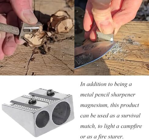 8pcs Magnesium Pencil Sharpener Survival, 2-Hole Pencil Sharpener Magnesium Alloy Wedge Profile, Metal Pencil Sharpener Magnesium, Magnesium Alloy Pencil Sharpener in Kuwait