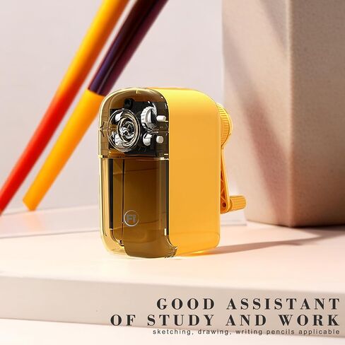 Hand Crank Professional Sketch Pencil Sharpener, Heavy Duty φ6-8.5mm Manual Pencil Sharpener, Long Point Art Pencil Sharpener(Pear Yellow Round) in Saudi Arabia