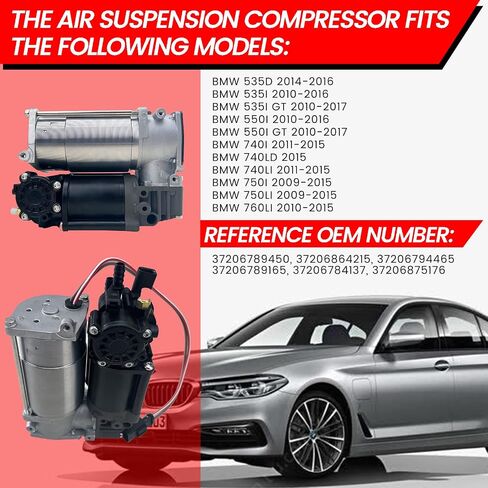 مضخة ضاغط الهواء المعلق Vigor متوافقة مع BMW 535d، 535i، 550i، 740i، 740ld، 740li، 750i، 750li، 760li Car، رقم OEM 37206789450، 37206864215، 37206789165 in Saudi Arabia