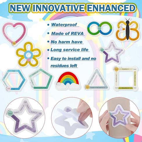 80 Pcs Anxiety Sensory Stickers with Inspirational Quotes Calm Textured Strips Relief Mental Health Stickers School Office Adhesive Sensory Tape Anti Stress Toys for Adults Teens (Watercolor) in Kuwait