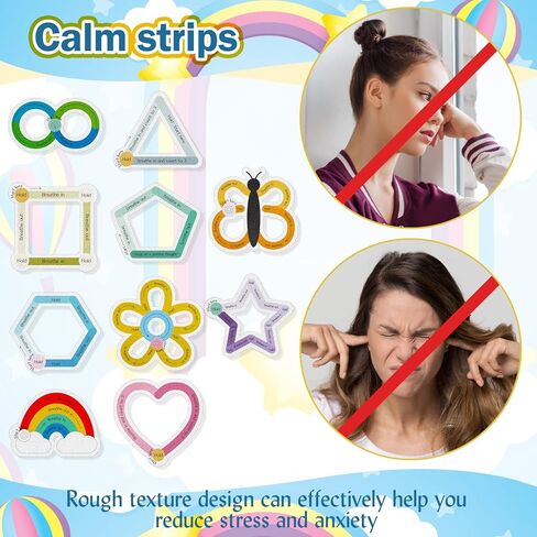 80 Pcs Anxiety Sensory Stickers with Inspirational Quotes Calm Textured Strips Relief Mental Health Stickers School Office Adhesive Sensory Tape Anti Stress Toys for Adults Teens (Watercolor) in Kuwait