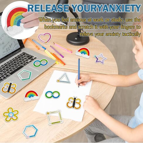 80 Pcs Anxiety Sensory Stickers with Inspirational Quotes Calm Textured Strips Relief Mental Health Stickers School Office Adhesive Sensory Tape Anti Stress Toys for Adults Teens (Watercolor) in Kuwait
