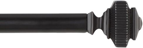 Exclusive Home Rockwell 1" Window Curtain Rod and Finial Set, Adjustable 66"-120", Matte Black in Kuwait