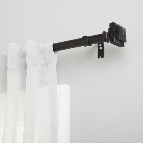 Exclusive Home Rockwell 1" Window Curtain Rod and Finial Set, Adjustable 66"-120", Matte Black in Kuwait