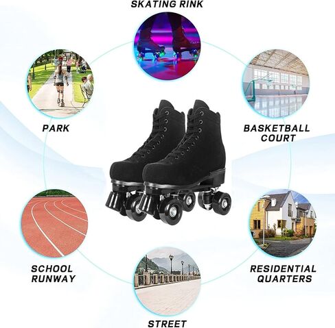 زلاجات دوارة للرجال والنساء مع زلاجات دوارة كلاسيكية عالية الجودة من جلد البولي يوريثان، زلاجات ديربي داخلية وخارجية مع 4 عجلات للرجال والفتيات للجنسين، زلاجات حلبة كبح سريعة in Kuwait