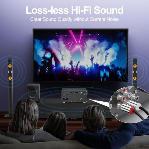 كابلات RCA بطول 3 أقدام، كابل صوت RCA 2RCA ذكر إلى 2RCA ذكر كابلات صوت ستيريو للسيارة سلك مضخم صوت RCA الفقرة محول مزدوج محمي لمكبرات الصوت والمسرح المنزلي ومكبرات الصوت HDTV أنظمة هاي فاي in Kuwait