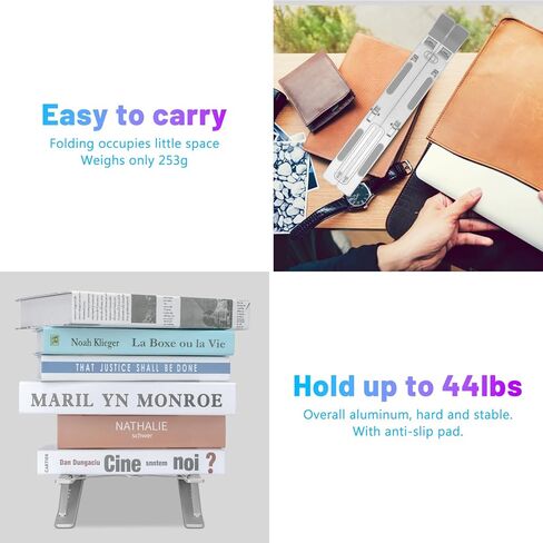 حامل كمبيوتر محمول من الألومنيوم قابل للتعديل من CHONCHOW - حامل مريح لأجهزة الكمبيوتر المحمولة مقاس 9-15.6 بوصة وأجهزة Mac وiPad - وسادة سيليكون قابلة للطي ومحمولة ومضادة للانزلاق و7 زوايا للتعديل والتبريد in Kuwait