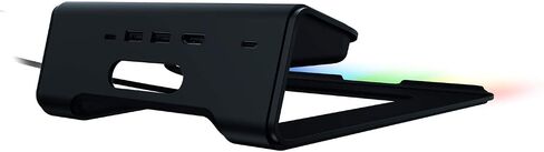 Razer Laptop Stand Chroma V2: USB C Hub with 4K HDMI, 2 USB 3.1, PD 100W - Ergonomic Design - Anodized Aluminum Construction - Customizable Chroma RGB Lighting - Matte Black in Saudi Arabia