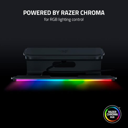 Razer Laptop Stand Chroma V2: USB C Hub with 4K HDMI, 2 USB 3.1, PD 100W - Ergonomic Design - Anodized Aluminum Construction - Customizable Chroma RGB Lighting - Matte Black in Saudi Arabia