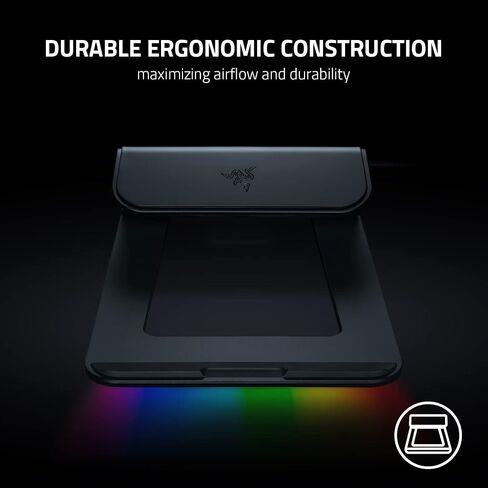 Razer Laptop Stand Chroma V2: USB C Hub with 4K HDMI, 2 USB 3.1, PD 100W - Ergonomic Design - Anodized Aluminum Construction - Customizable Chroma RGB Lighting - Matte Black in Saudi Arabia