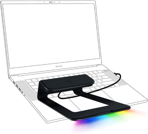 Razer Laptop Stand Chroma V2: USB C Hub with 4K HDMI, 2 USB 3.1, PD 100W - Ergonomic Design - Anodized Aluminum Construction - Customizable Chroma RGB Lighting - Matte Black in Saudi Arabia