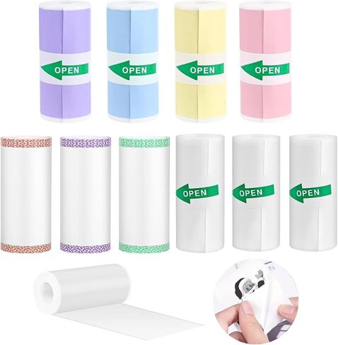 10 RollsThermal Mini Sticker Printer Paper,57mm x 25mm Mini Thermal Printer Sticker Paper,Mini Pocket Printer Sticker Paper for Most Kids Instant Camera, Kids Instant Camera Mini Printer Paper in Saudi Arabia
