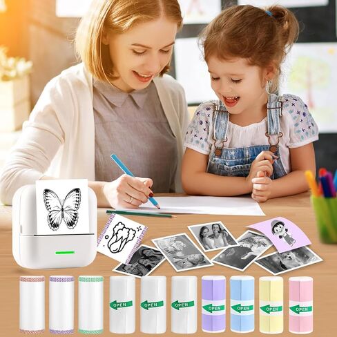 10 RollsThermal Mini Sticker Printer Paper,57mm x 25mm Mini Thermal Printer Sticker Paper,Mini Pocket Printer Sticker Paper for Most Kids Instant Camera, Kids Instant Camera Mini Printer Paper in Saudi Arabia