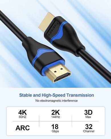 4K HDMI Cable 6.6FT 2-Pack, HDMI to HDMI Cable High Speed HDMI Cord 2.0 Ultra HD 4K@60Hz, 2K@144Hz, HDR, 3D, Dolby, HDCP 2.2, ARC for PS5, PS4, HDTV, Monitor, Xbox, Blu-ray, Laptop in Saudi Arabia