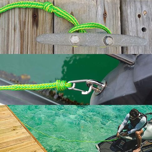 حبل سحب ISURE MARINE Kayak مع خطوط قاعدة مشبك، خط مضفر عالي التحمل مثالي للتزلج على الماء، قارب القوارب المائية، التجديف، مجموعات بحرية من حبلين بقطر 1/2 بوصة × طول 12 قدم in Kuwait