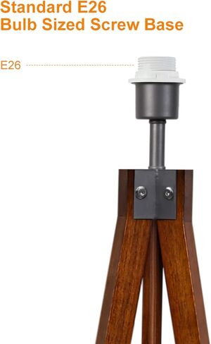 LEPOWER Wood Tripod Floor Lamp, Mid Century Standing Lamp, Modern Design Studying Light for Living Room, Bedroom, Study Room and Office, Flaxen Lamp Shade with E26 Base Brown in Saudi Arabia