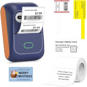 DP26 Label Maker Machine with Tape Portable Thermal Printer Bluetooth Sticker Maker Compatible with Androi iOS PC Barcode Label Printer for Small Business, Home, Kitchen, School, Office White