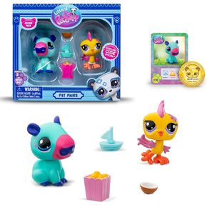 BANDAI Littlest Pet Shop Pet Pairs 2 Pack (ONE Supplied at Random) | Each Contains 2 LPS Mini Pet Toys 3 Accessories 1 Collector Card and 1 Virtual Code | Collectable Toys for Girls and Boys